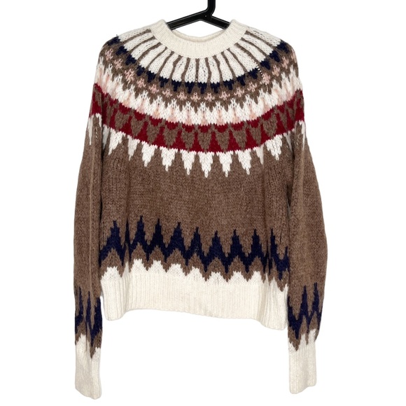 NWT Frame Fairisle Crewneck Sweater in Mushroom size Medium - Picture 3 of 7